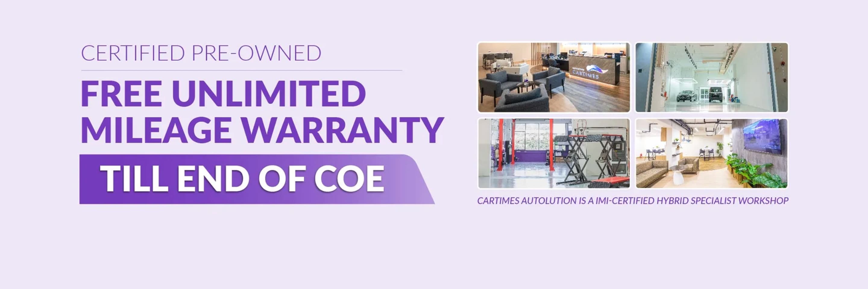 CarTimes certified pre-owned cars — free unlimited mileage warranty till end of COE